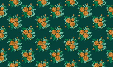 Bahar için güzel bir gül çiçeği, sevimli yapraklı ve çiçekli desenli..