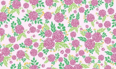 Bahar için güzel bir gül çiçeği, sevimli yapraklı ve çiçekli desenli..