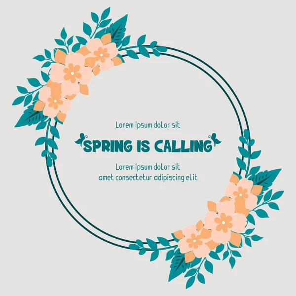 Hermosa multitud de hoja y marco floral, para la primavera llamando diseño de plantilla de tarjeta de felicitación. Vector — Vector de stock