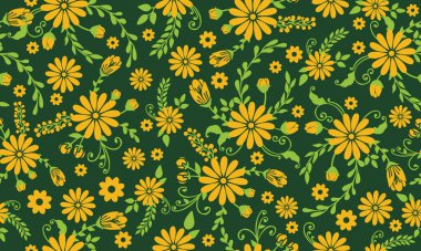 Zarif bahar çiçekli arka plan, yaprak ve çiçek dekoru.