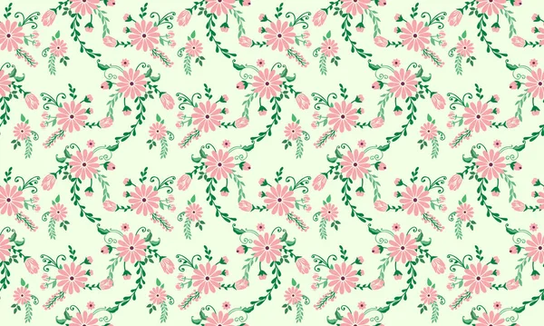 La hermosa decoración de papel pintado floral de primavera, con diseño romántico de hojas y flores . — Vector de stock