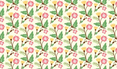 Çiçek desenli bahar çiçekleri, romantik yapraklı ve çiçekli..