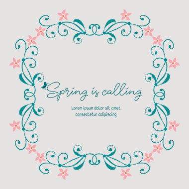 Bahar aylarında tebrik kartı tasarımı için yaprak ve çiçek desenleri. Vektör