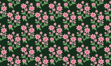 Bahar için modern kart, yaprak ve çiçek desenli arkaplan tasarımı.