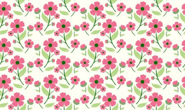 Baharın zarif posteri, yaprak ve çiçek desenli arka plan.