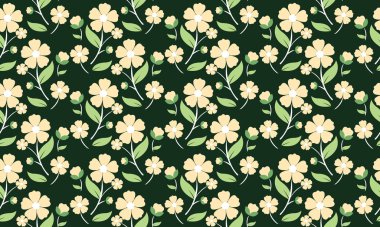 Basit bahar çiçeği desenli arka plan, yaprak ve çiçek desenli.
