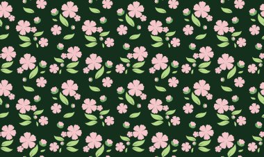 Basit bahar çiçeği desenli arka plan, yaprak ve çiçek desenli.