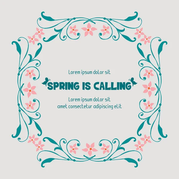 Unique pattern of leaf and floral frame, for spring calling greeting card design. Vector — Stock Vector