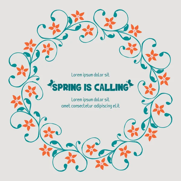 The unique shape of leaf and floral frame design, for spring calling greeting card template decor. Vector — Stock Vector