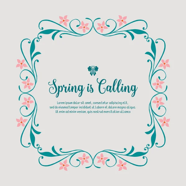 Vintage shape of leaf and floral frame design, for modern spring calling greeting card concept. Vector — Stock Vector