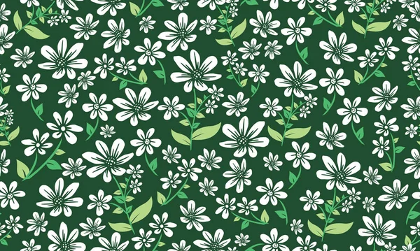 Moderne lente bloemenpatroon achtergrond, met blad en bloem ontwerp. — Stockvector