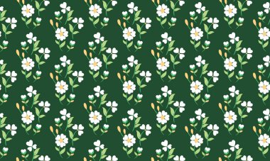 Bahar için eşsiz bir poster, yaprak ve çiçek desenli arka plan.