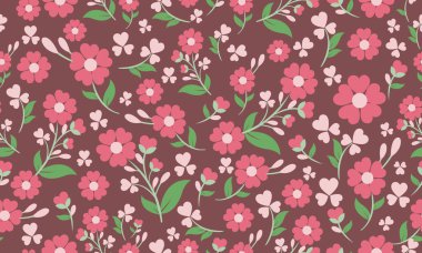 Yaprak ve çiçek desenli bahar çiçeği desenli şirin bir şekil..
