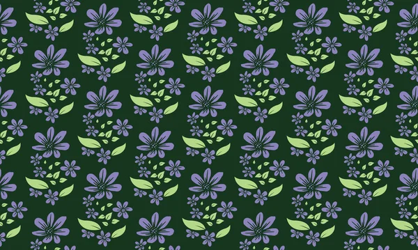 Fond motif floral printanier, avec feuille simple et décor floral . — Image vectorielle