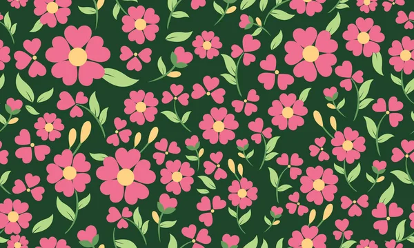 Leuke vorm van de lente bloem patroon achtergrond, met blad en bloemen ontwerp. — Stockvector