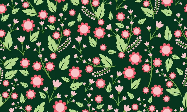 Elegante behang voor de lente bloemenpatroon achtergrond, met blad en bloem versierd. — Stockvector