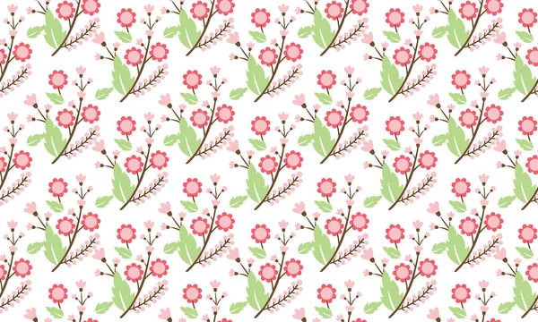 Seamless spring floral pattern background, with leaf and floral modern design. — Stock Vector