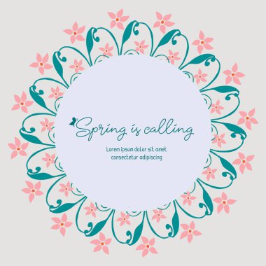 Bahar aylarında tebrik kartı tasarımı için yaprak ve çiçekli basit çerçeve tasarımı. Vektör