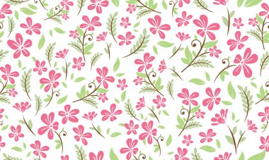 Bahar çiçeği desenli dekoratif arka plan, basit yaprak çiçeği çizimi.