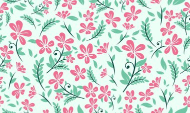 Kusursuz bahar çiçeği desenli arka plan biçimi, zarif yaprak ve çiçek tasarımı.