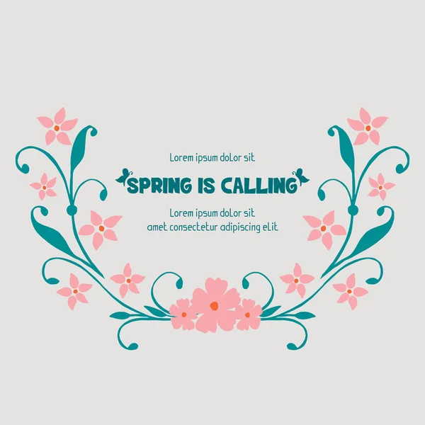 Decoração de primavera chamando cartão de saudação, com folha única e design de moldura floral. Vetor — Vetor de Stock