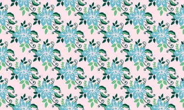 İlkbahar için yaprak ve çiçek desenli eşsiz bir çiçek deseni..