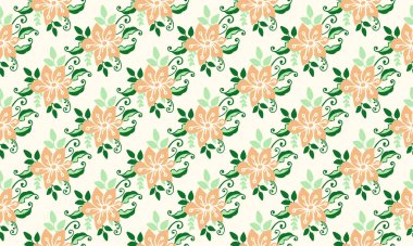 İlkbahar için yaprak ve çiçek desenli eşsiz bir çiçek deseni..