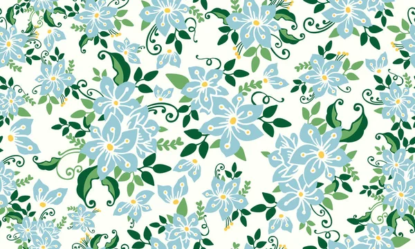 Весенний цветочный узор фон, с бесшовным листом и цветочным дизайном . — стоковый вектор