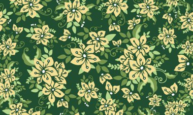 Bahar için çiçek desenli zarif bir arkaplan, yaprak ve çiçek kavramlarıyla.