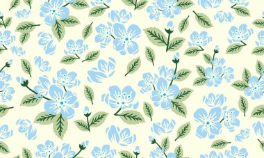 Yaprak ve çiçek desenli çiçek desenli arkaplan çiçeğinin güzelliği.