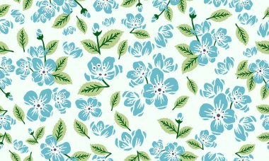 Çiçeksel bahar desenli dekorasyon, yapraksız çiçek çizimi.