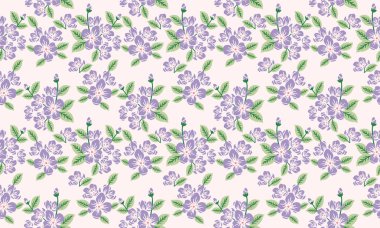 Çiçekli bahar desenli arka plan için yaprak ve çiçekli antika çizimler..