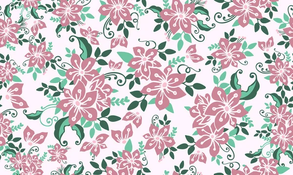 Elegant floral pattern background for spring, with leaf and floral concept. — Stock Vector