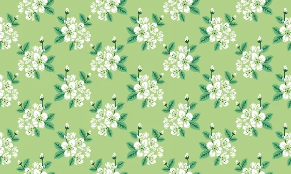 La belleza del fondo del patrón de primavera floral, con hoja y diseño floral . — Vector de stock