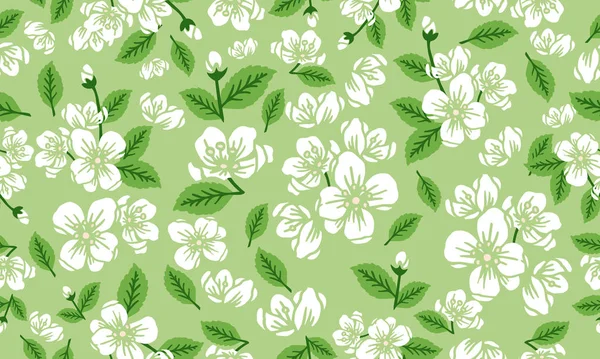 Décoration de fond motif floral printemps, avec dessin de fleur de feuille sans couture . — Image vectorielle