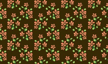 Yaprak ve çiçekli basit bahar çiçeği desenli arka plan. Koleksiyon