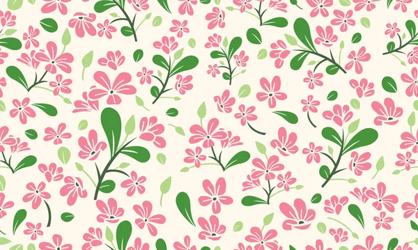 春花图案背景 叶和花设计简单 — 图库矢量图片