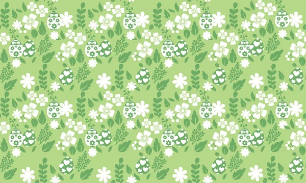 Elegante Fundo Padrão Ovo Páscoa Com Folha Moderna Design Floral — Vetor de Stock