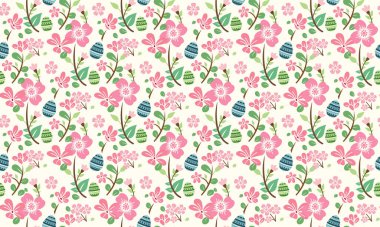 Yaprak ve çiçek tasarımı, eşsiz Paskalya yumurtası desenli arka plan tasarımı için. Koleksiyon