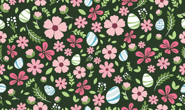 Vintage Easter Egg Design Leaf Floral Pattern Background Design Collection — Stock Vector