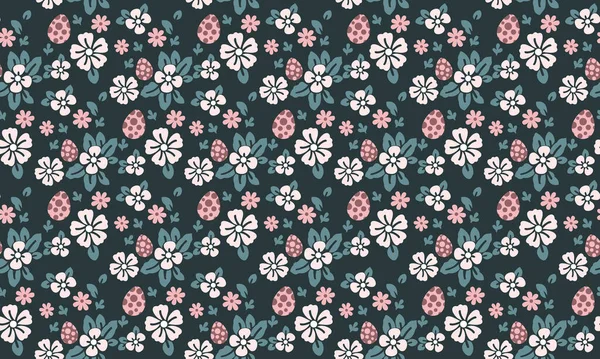 Eleganter Hintergrund Mit Ostereiermuster Verziertem Blatt Und Floralem Design Sammlung — Stockvektor