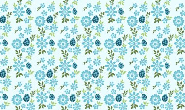 Paskalya için yumurta ve çiçek desenli modern duvar kâğıdı. Koleksiyon