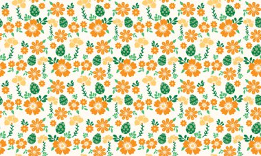 Paskalya için çiçek desenli arka plan, yumurta ve çiçek desenli. Koleksiyon