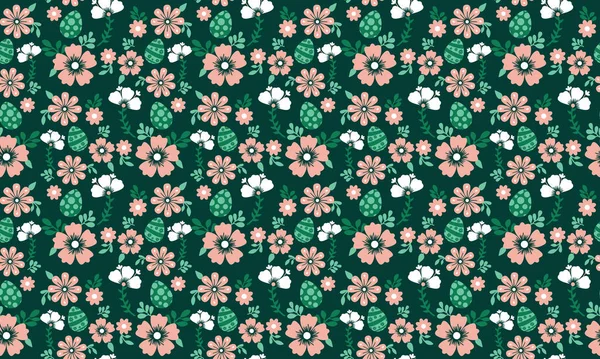 Fondo Patrón Floral Para Pascua Con Diseño Huevo Flor Colección — Vector de stock