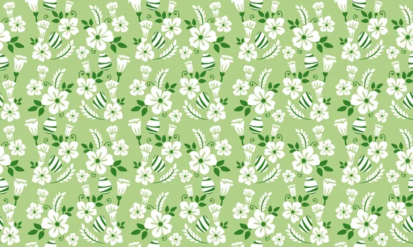 Fundo Padrão Ovo Páscoa Com Desenho Elegante Folha Floral Recolha — Vetor de Stock