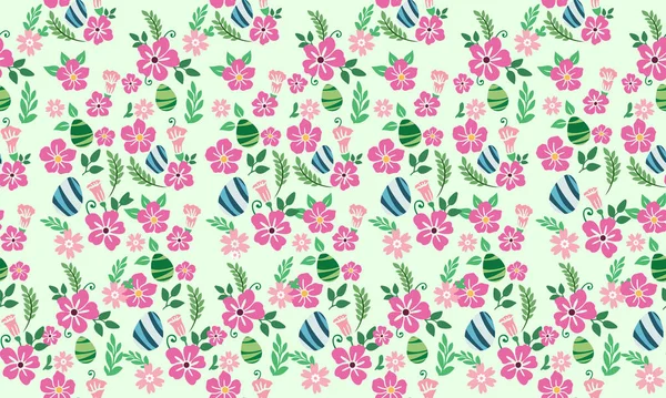 Elegant Rose Flower Pattern Background Easter Egg Flower Design Collection — Stock Vector