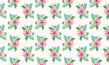 Paskalya için çiçek desenli pembe arkaplan, çiçek ve yumurta desenli. Koleksiyon