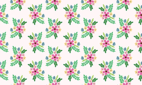 Rosafarbener Hintergrund Mit Blumenmuster Ostern Mit Blumenmuster Und Sammlung — Stockvektor
