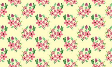 Paskalya için çiçek desenli pembe arkaplan, çiçek ve yumurta desenli. Koleksiyon