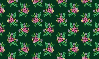 Paskalya için çiçek desenli arkaplan ve çiçek desenli, çiçek ve yumurtanın eşsiz çizimleriyle. Koleksiyon